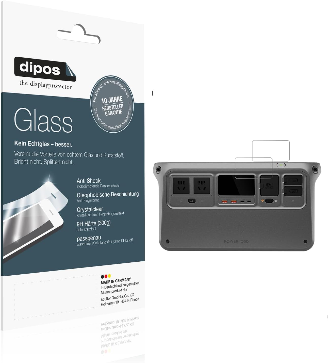 dipos I 2x Screen Protector compatible with DJI Power 1000 Flexible Glass 9H Display Protection