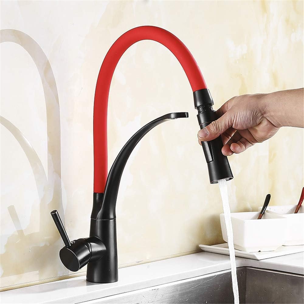 Black Orb Paint Kitchen Faucet Kitchen Sink Faucet with A Flexible Universal Spray Head Red Antique with Aerator Single Handle Lead-Free Health Leader Hot and Cold Water Mixer Tap