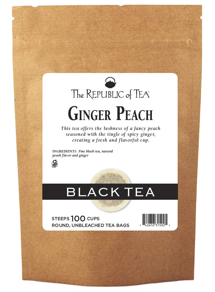 The Republic of Tea Ginger Peach Black Tea, Refill Pack of 100 Tea Bags