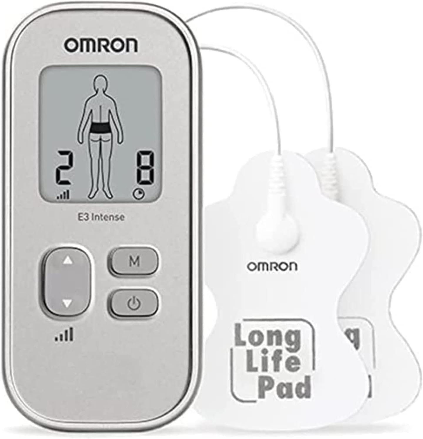 OMRON E3 Intense Portable TENS Drug-Free Pain Reliever - Customizable Pain Relief for Joints and Muscles with 6 Programs and 15 Intensity Levels - Compact Design with Reusable Pads (Up to 150 Uses)