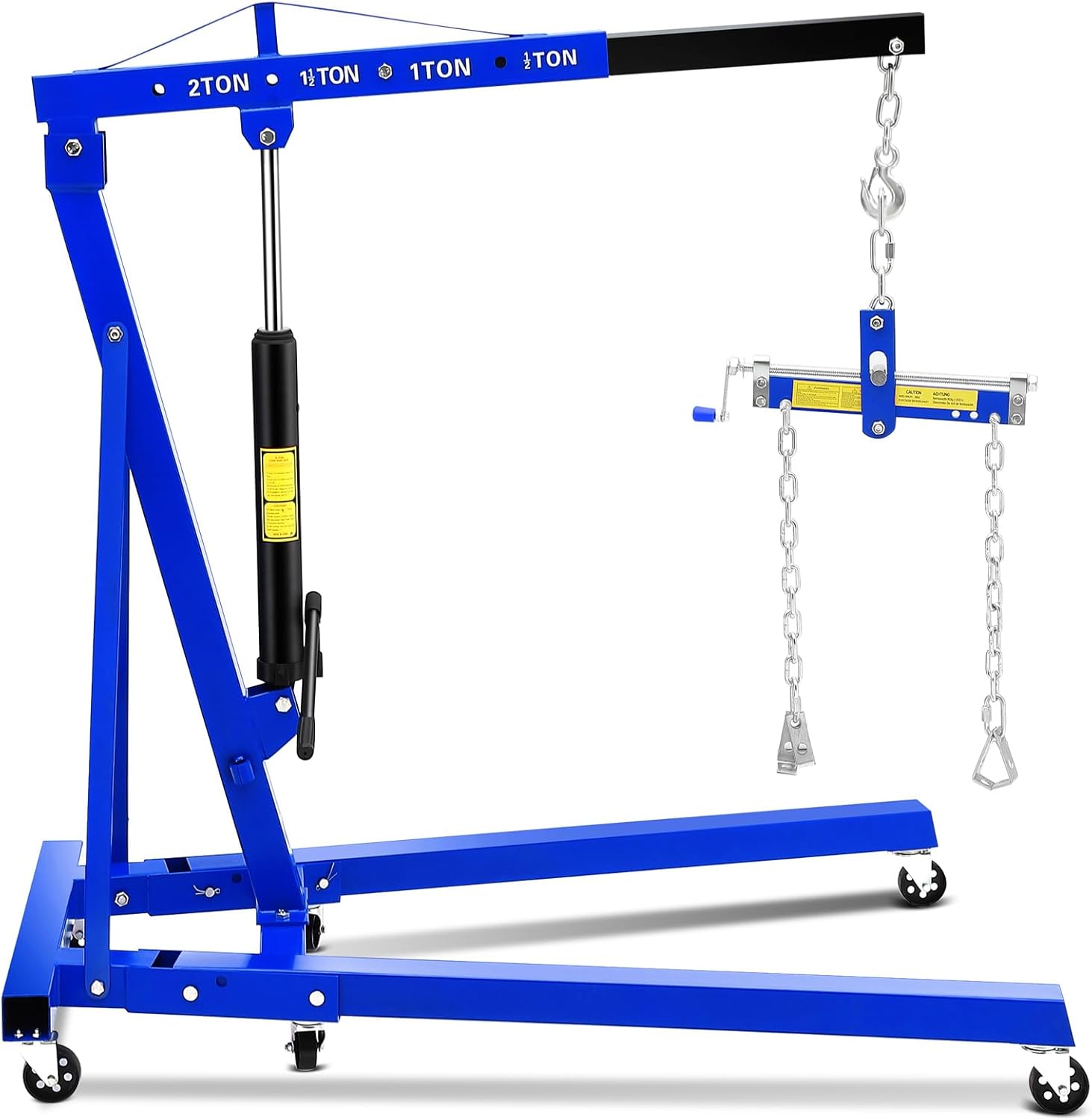 Engine Hoist Crane Cherry Picker with Leveler Stabilizer, 2 Ton(4400LB) Hydraulic Garage Shop Engine Lift Jack