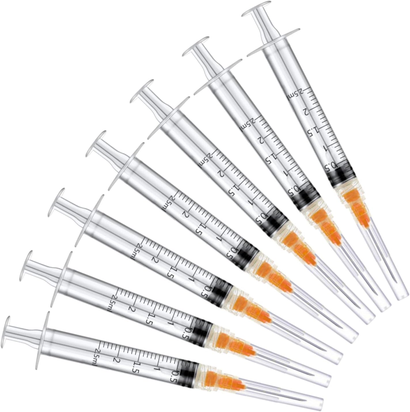 20 Pack 2.5ml Plastic Disposable Lab Utensils with 25Ga 1 Inch, Individually Packaged