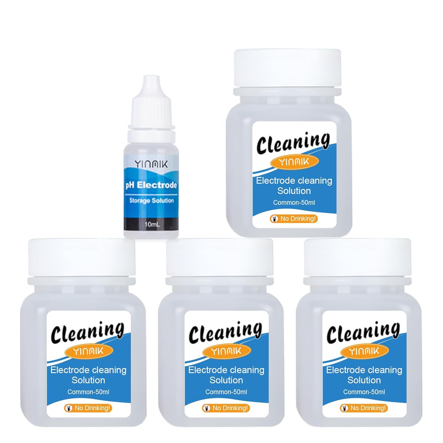 Cleanning Solution for pH Electrode,50ml*4 General pH Meter Probe Cleaner, Conductivity Probe cleanning, Electrode Cleaner Suitable for All Kinds pH Meter, EC Meter, TDS Meter, Salt Meter