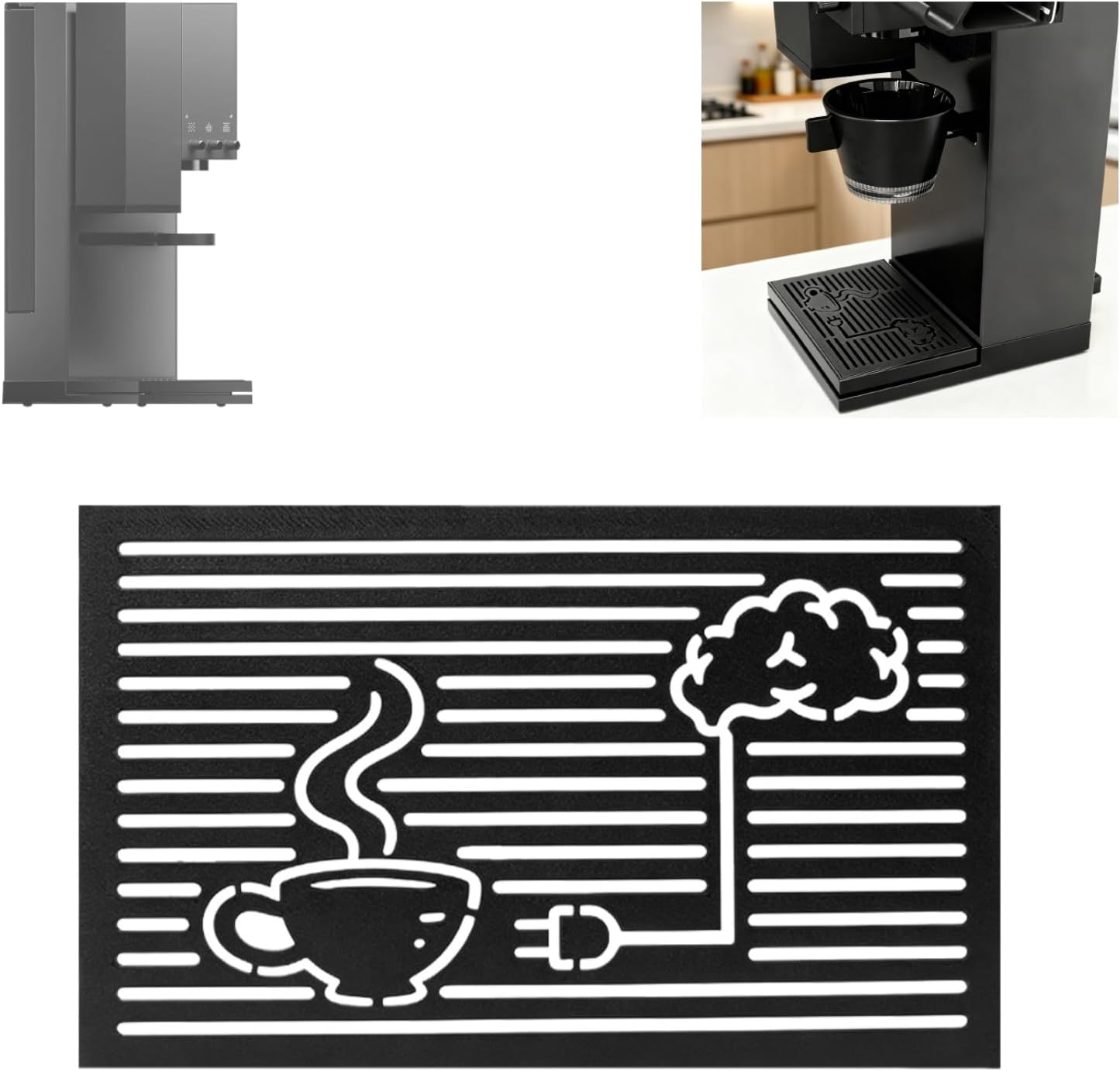 3D Printed Low Profile Drip Tray Compatible with xBloom Studio Coffee Machine, Spill Catch Replacement Tray Fits Large Glass Carafe, Heat Resistant PETG Coffee Maker Accessory (02)