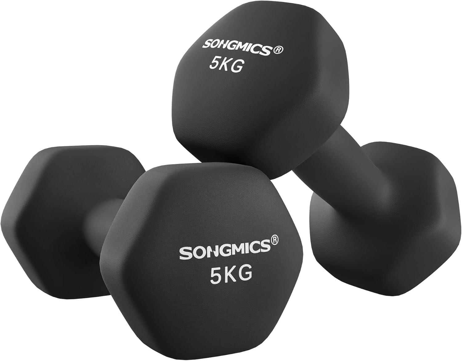 SONGMICS Dumbbells Set of 2 Dumbbells Hexagon Neoprene Coating Strength Training Workout Fitness Training Home