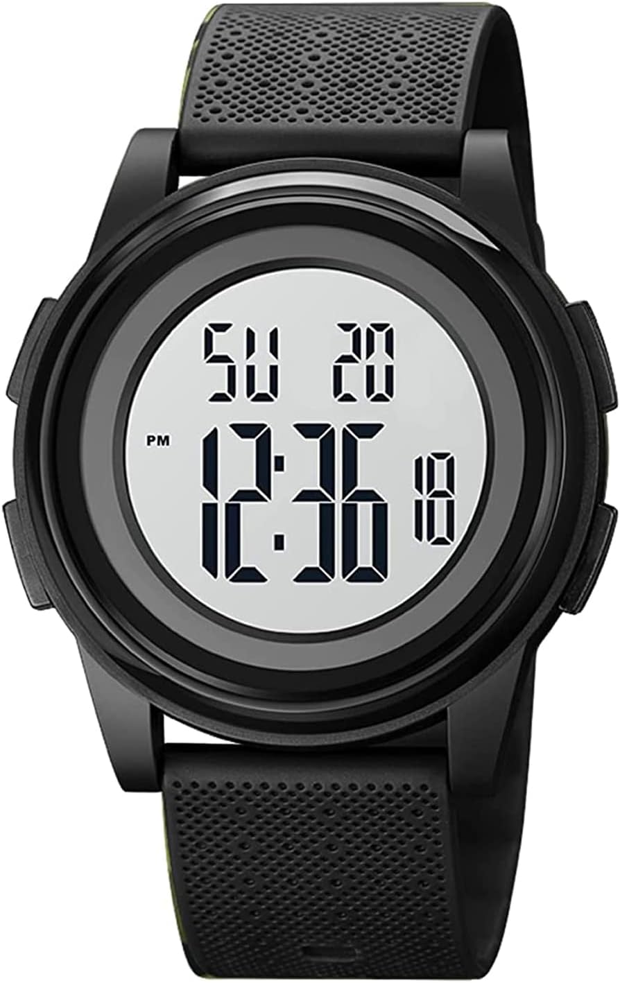 Ultra-Thin Minimalist Sports Waterproof Digital Watches Men with Wide-Angle Display Rubber Strap Wrist Watch for Men Women