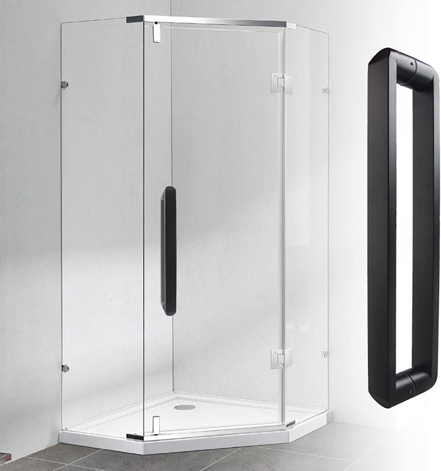 RBUDSPOLF Door Handle Barn Door Handle Tub Glass Door Handle Matte Black - with Sangle,Smooth Rustproof Sliding Door Handle,Inbar-to-Bar Door Handle Pull/Black/104Cm