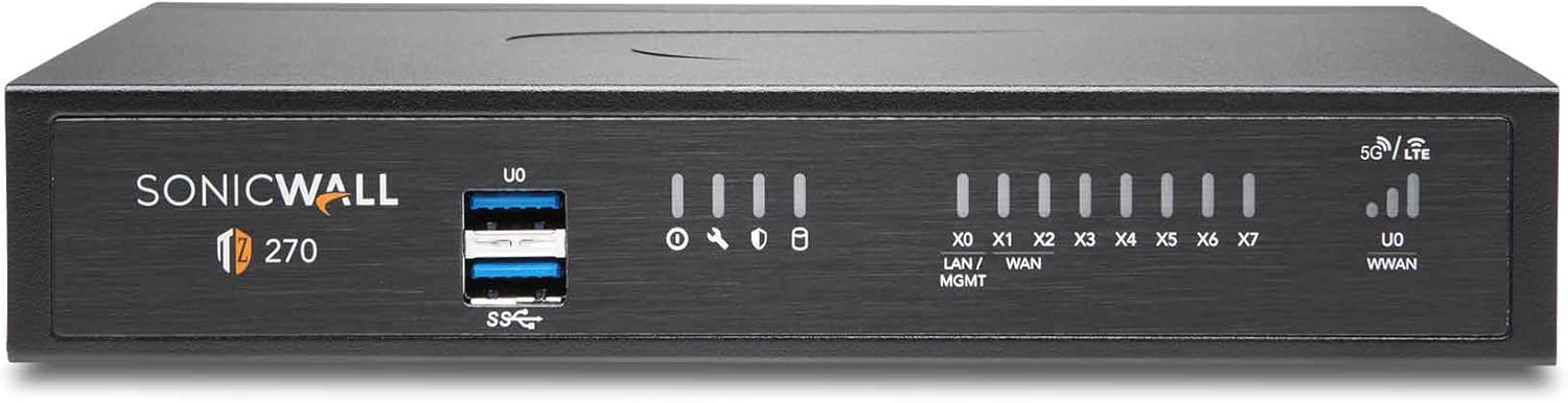 Sonicwall TZ270 Network Security Appliance (02-SSC-2821) | Next-Generation Firewall | Zero-Touch Deployment | 8X 1GbE Ports