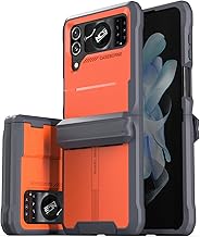 CaseBorne V Compatible with Samsung Galaxy Z Flip 4 Case/Flip 3 Case - Rugged Protective Case with Semi-Auto Hinger Cover, Full Body Multi-Layer Cover (Orange)