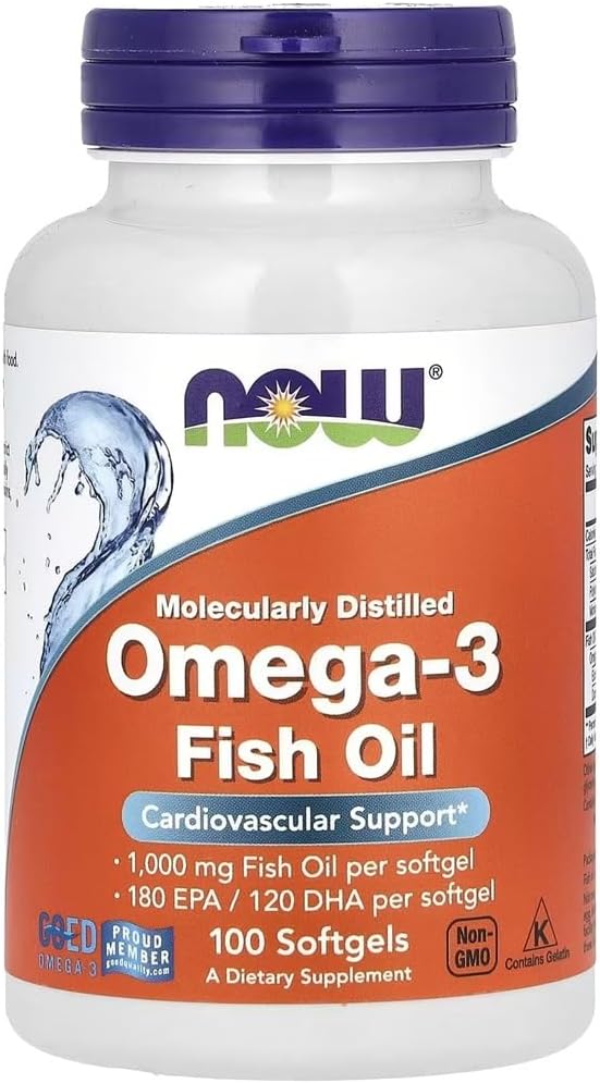 Now Foods – Omega-3 Molecularly Distilled | Supports Heart Health and Brain Function – 100 Softgels
