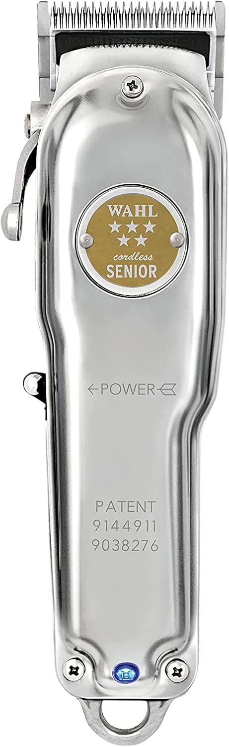 Wahl Professional 5 Star Cordless Senior Clipper Metal Edition with Charge Stand, Plated Adjustable Blades, Lithium Ion Battery, 80 Minute Run Time- for Professional Barbers and Stylists-Model 3000112