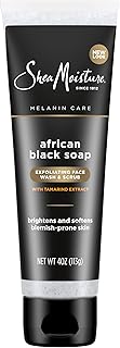 SheaMoisture Facial Wash and Scrub African Black Soap for Blemish Prone Skin to Clarify Skin 4 oz