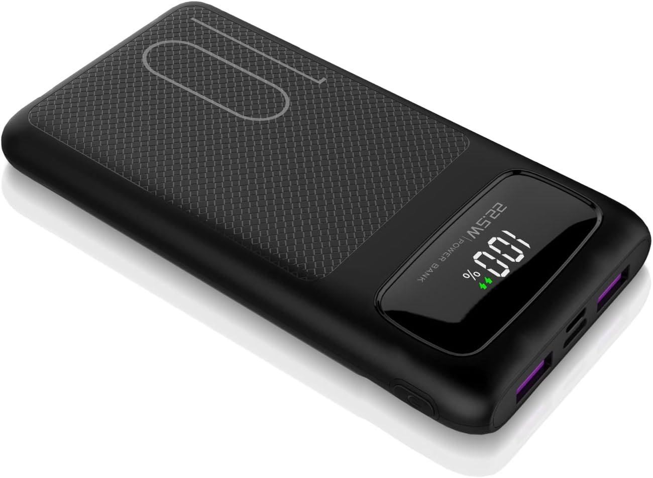 Power Bank 10000mAh 22.5W USB C High-Speed 3A Output Portable Fast Charging PD3.0 and QC4.0 Battery Pack for iPhone Samsung OPPO One Plus Xiaomi iPad etc (Black-1)