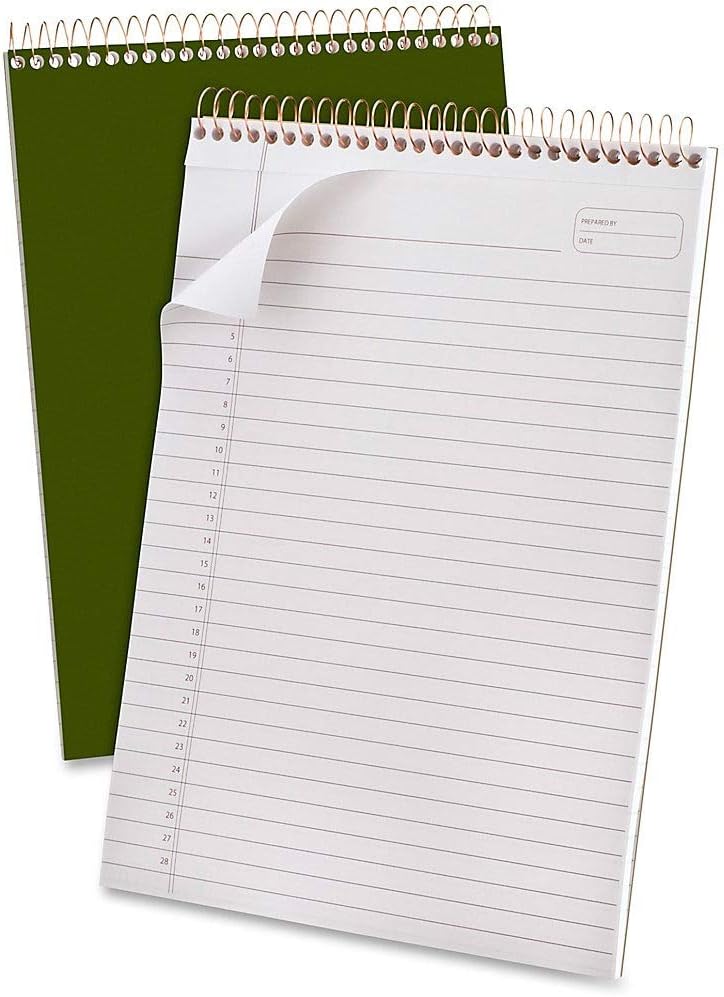 Ampad Gold Fibre Classic, Wirebound Planner Pad, Size 8-1/2 x 11-3/4, Red Cover, Legal Ruling , 70 Sheets per Pad (20-811),White
