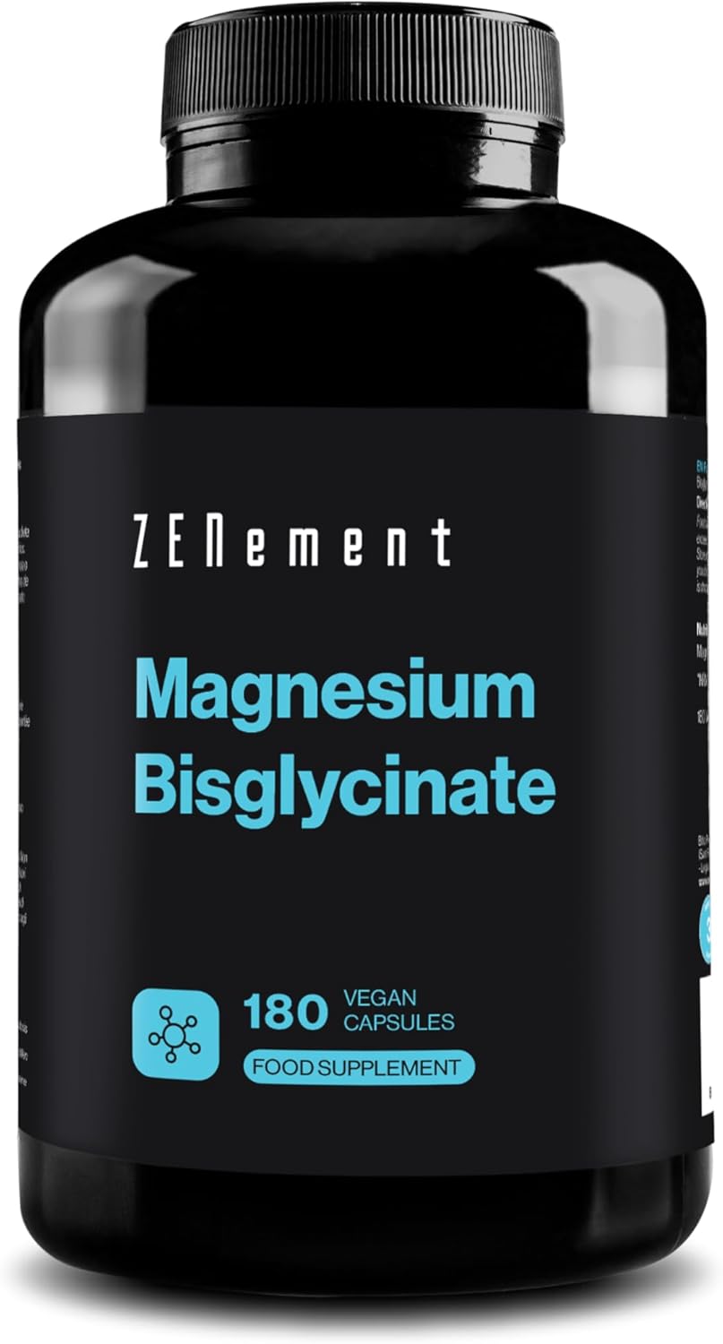 Magnesium Glycinate (Bisglycinate), Chelated Magnesium Supplements | 180 Vegan Premium Magnesium Capsules (3 Month Supply) | Providing 350mg Elemental Magnesium | Zenement