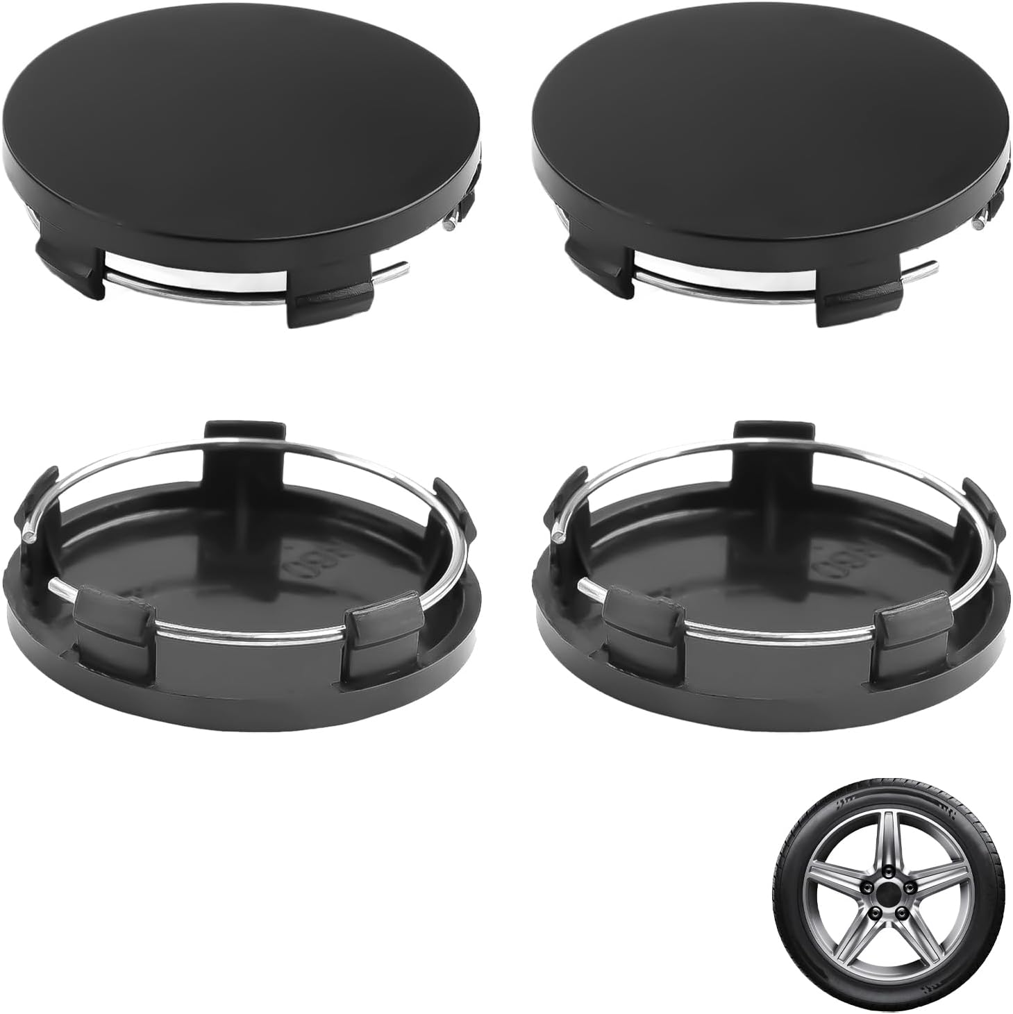 4 Pcs Alloy Wheel Centre Hub Caps, Center Caps for Alloy Wheels Universal Fit, 60mm OD, 56mm ID Durable ABS Construction, Suitable for All Cars, Protect & Enhance Your Vehicle's Wheels Easy to Install