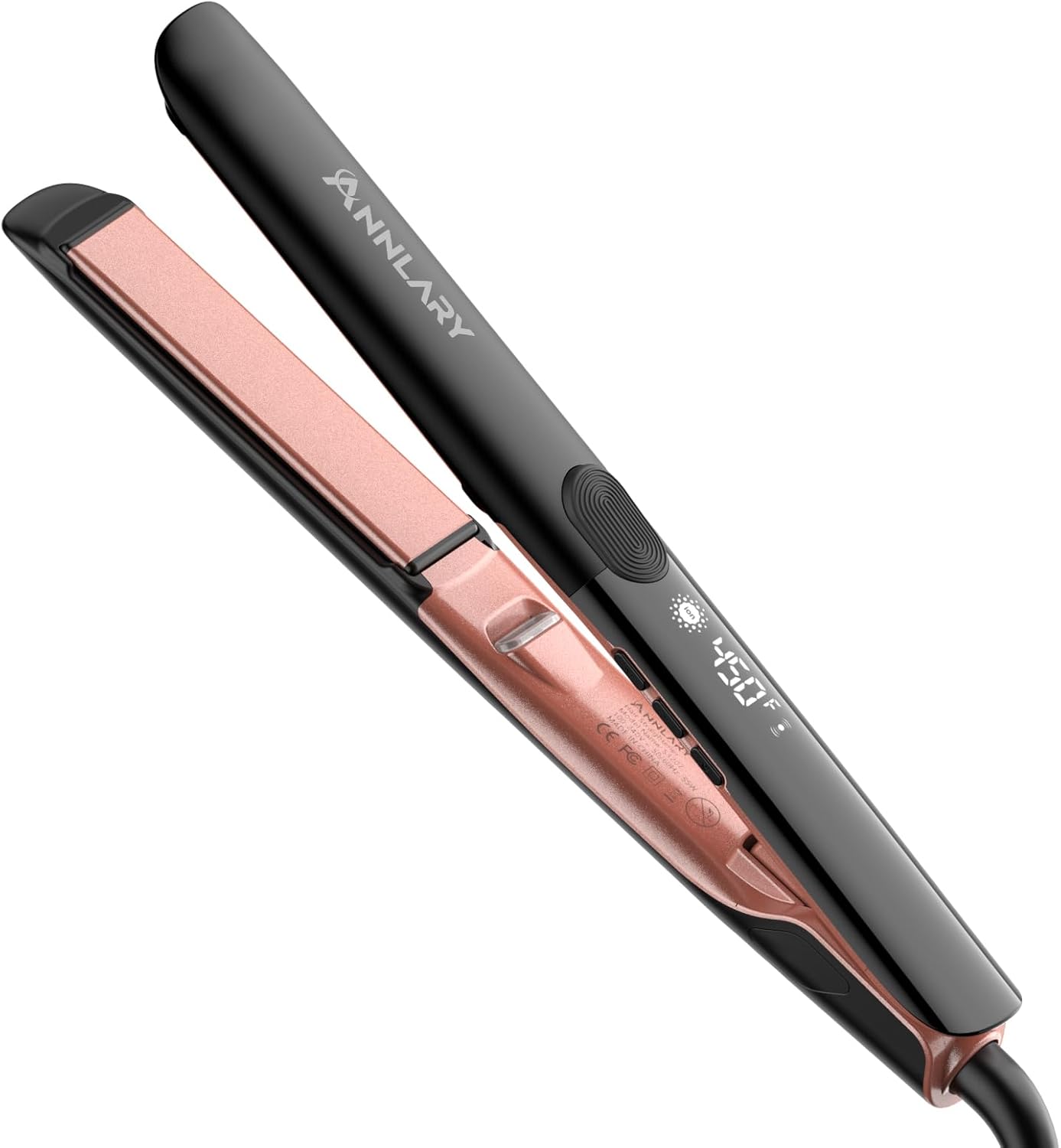 ANNLARY Hair Straighteners Flat Iron and Curler 2 in 1 Dual Voltage Straighteners Titanium Ceramic Ionic Straightening Iron for Women for All Hair