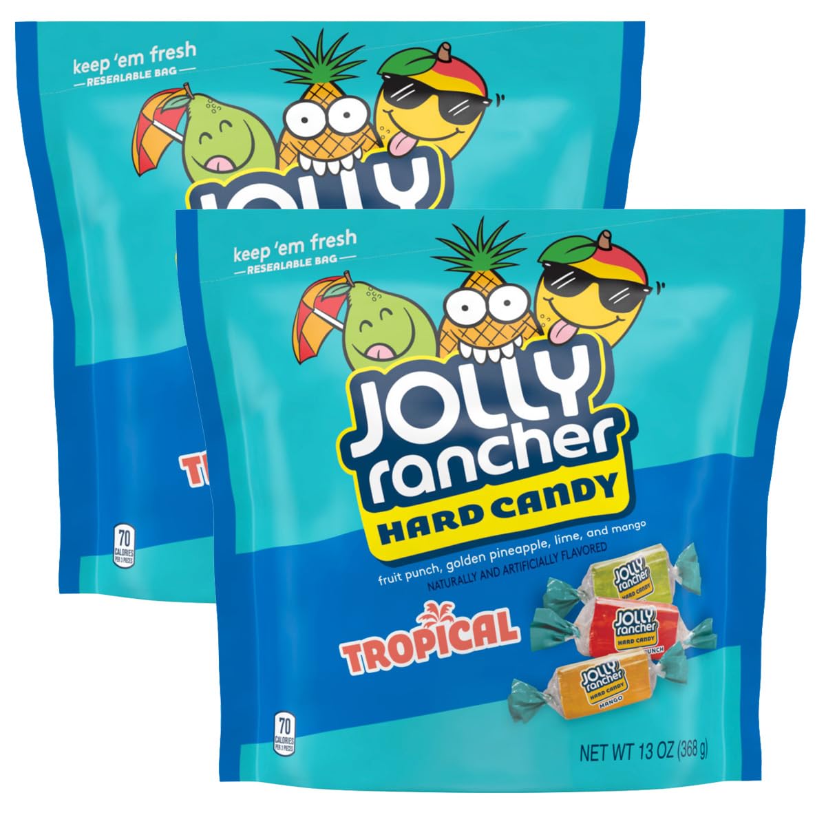 Jolly Tropical Bag, 13 Ounce Bag (Pack of 2), Individually Wrapped Hard Candy, The Hampton Popcorn & Candy Company