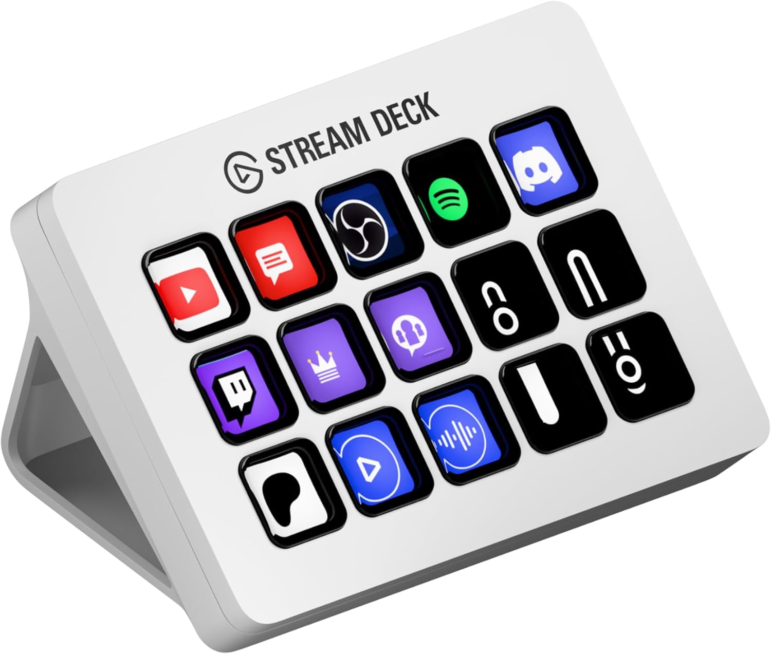 Elgato Stream Deck MK.2 White – Studio Controller, 15 macro keys, trigger actions in apps and software like OBS, Twitch, ​YouTube and more, works with Mac and PC