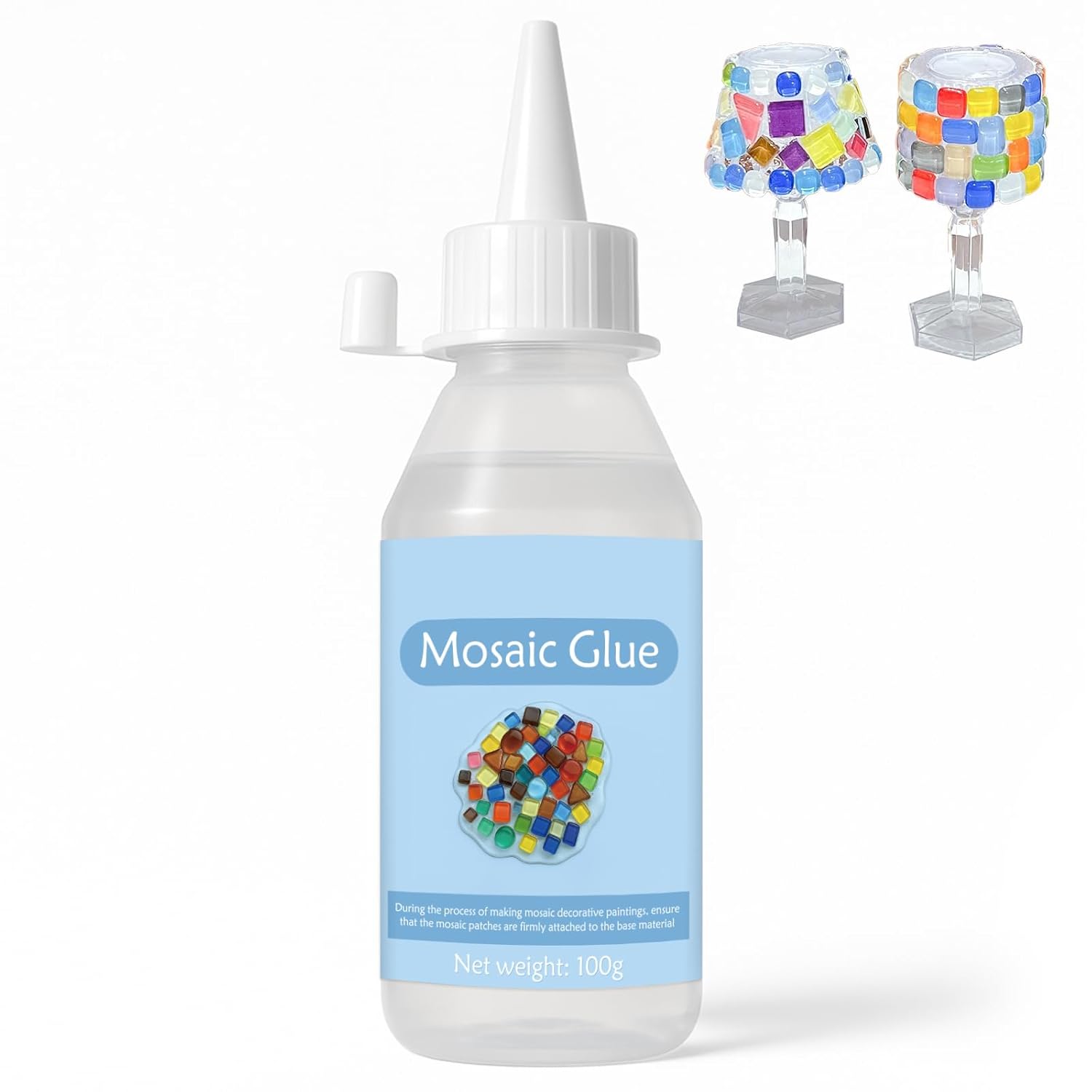 Mosaic Tile Epoxy Adhesive - Non-Toxic Fast-Acting Glue for Crafts, Ceramic & Glass - Waterproof UV Resistant No-Drip Formula, Clear Bond for Wood/Plastic & DIY Art (100ml)