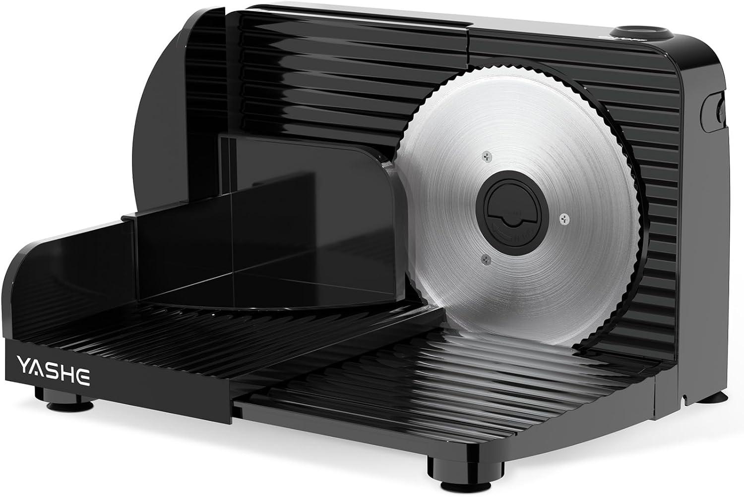 YASHE Foldable Electric Food Slicer, 180W Meat Slicer with Adjustable Thickness 0–15 mm, 17 cm Stainless Steel Blade, Compact & Easy to Store for Meat, Cheese, Bread & Vegetables, Black