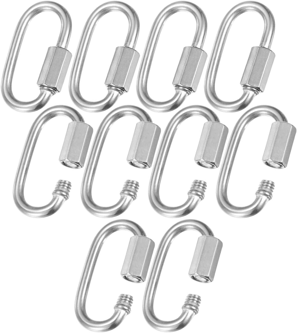 M METERXITY Quick Chain Link Connector, 304 Stainless Steel D-Shape Locking Repair Chain Links for Swing/Camping/Hiking/Backpack, Twist Key Ring Screw Chain Link [Silver]