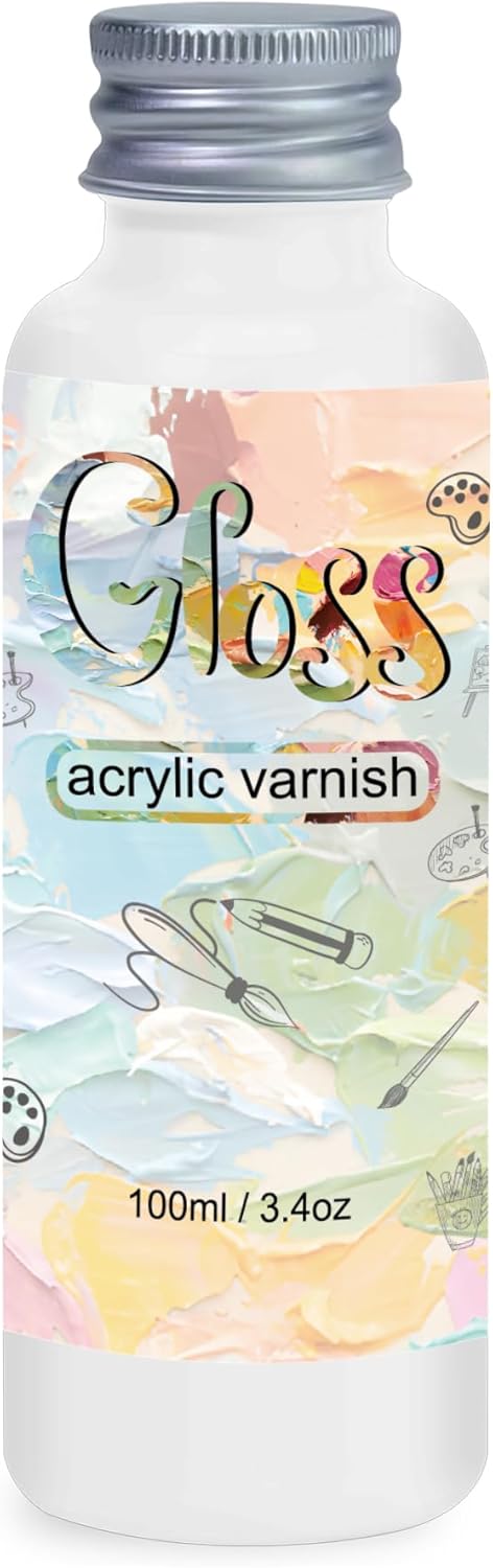 Gloss Varnish for Acrylic Painting，100ml Acrylic Varnish Gloss，Clear Varnish Keeps Paintings from Yellowing, Cracking, Maintains Permanent Color（Gloss）