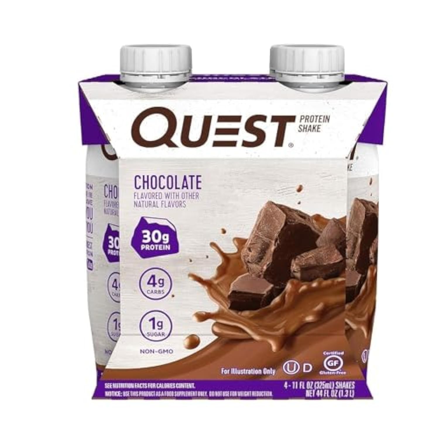 Quest Nutrition Protein Shake, Chocolate, High Protein, Low Carb, Gluten Free, Keto Friendly, 11 Fl. Oz, 4 Count