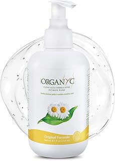 Organyc Feminine Intimate Wash for Sensitive Skin with Chamomile, Free from Chlorine, Parabens, SLS/SLES, and Synthetic Perfumes 8.5 Fluid Ounce