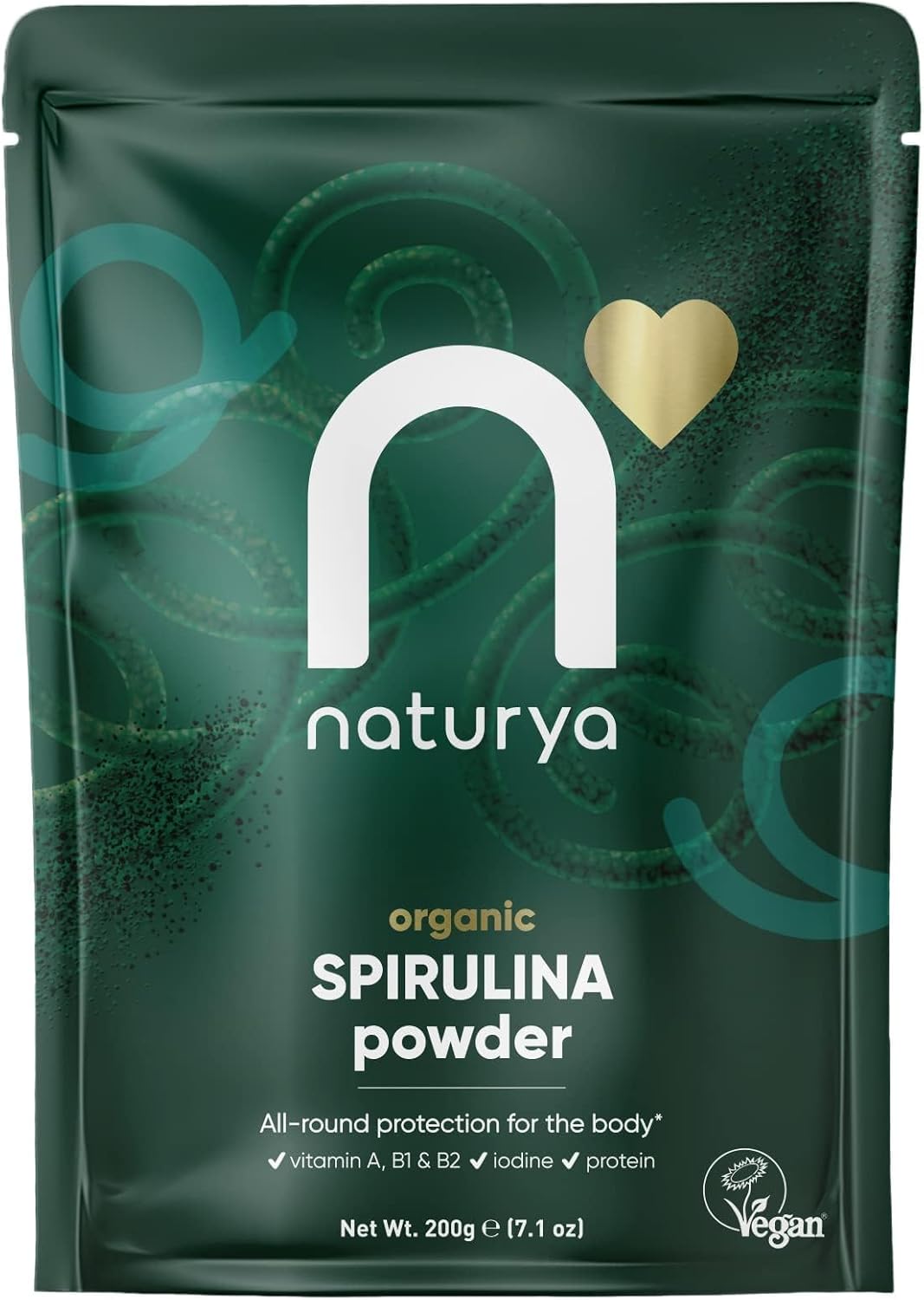 Naturya Organic Spirulina Powder 200g - Superfood Supplement for Energy, Immunity, & Detox – 100% Natural, Nutrient-Rich with High Protein & Iron, Non-GMO, Vegan-Friendly - Resealable Pack
