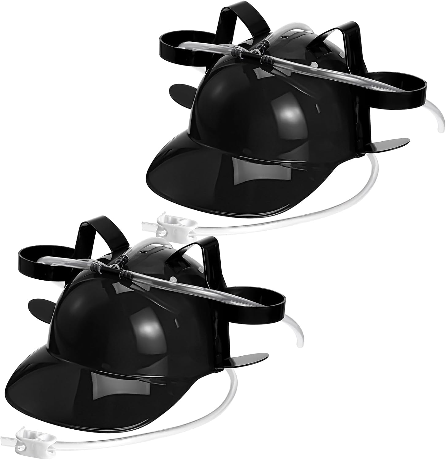 2 Pcs Juice Hat Funny soda Hat Helmet Adjustable can Holder Soda Cap with Straw for Christmas Party Gifts