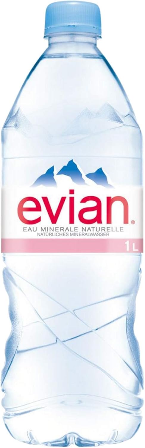 6 bottles EVIAN NATURAL WATER 1000 ml PET