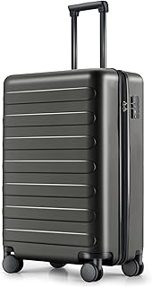 Carry on Luggage 22 X 14 X 9 Airline Approved, 20 Inch Luggage for 3-5 Days Travel, Double Spinner Wheels, 100% Hardshell PC, TSA Lock (Black, Rhine)