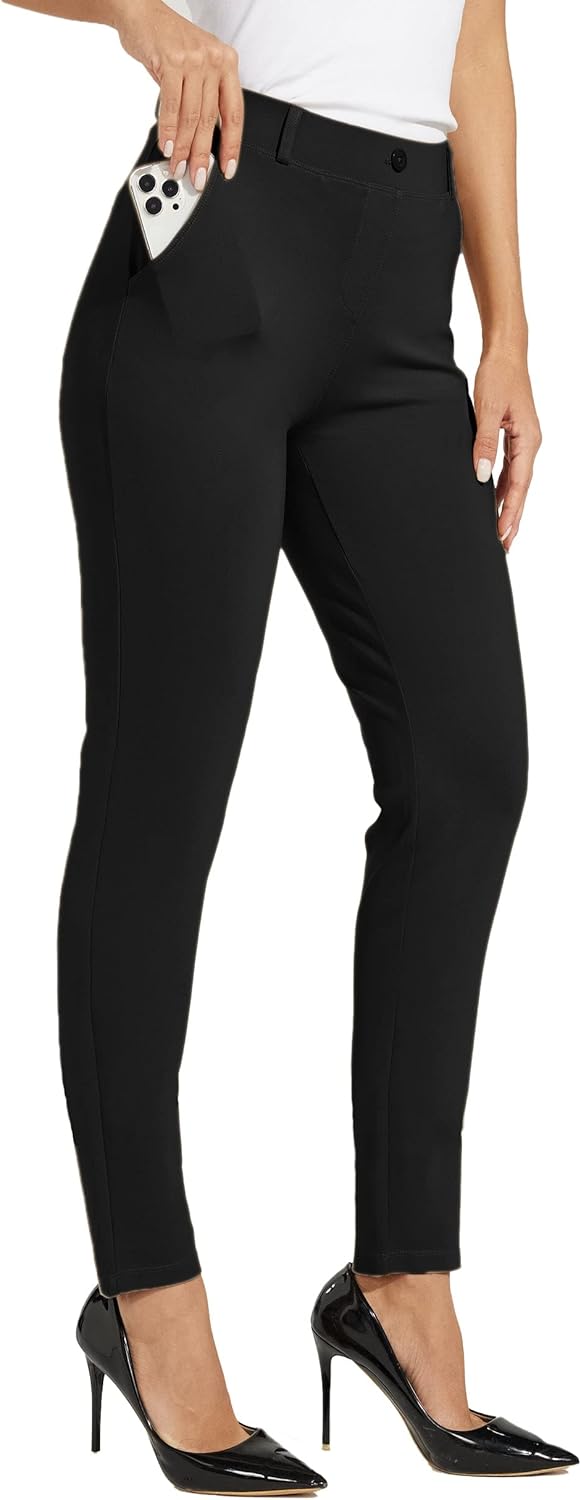 Willit Women's Yoga Dress Pants Skinny Work Slacks Leggings Slim Fit Stretch Office Casual Pants Pockets 27"/28"/29"/30"