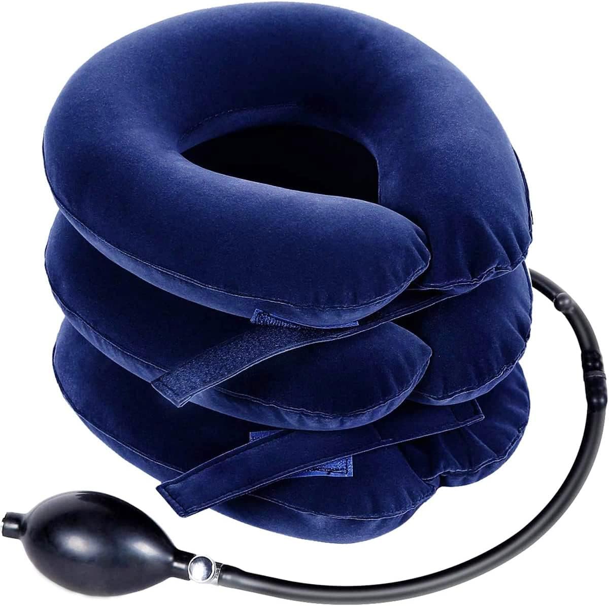 S Cervical Neck Traction Device for Instant Neck Pain Relief - Inflatable & Adjustable Neck Stretcher Neck Support Brace, Best Neck Traction Pillow for Home Use Neck Decompression (Blue)