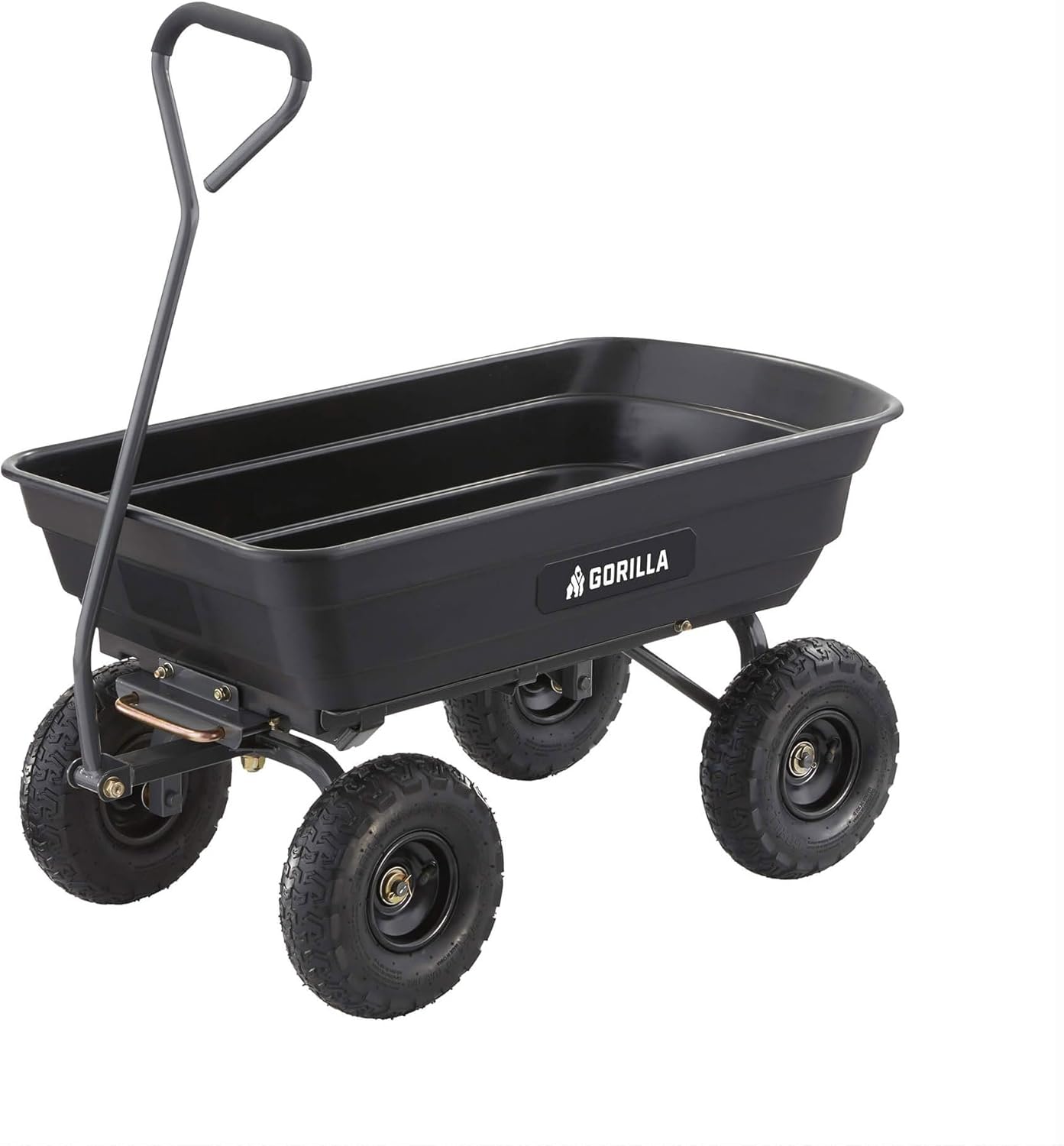 Gorilla Carts Heavy Duty Poly Utility Dump Wagon Garden Cart w/Pneumatic Tires, 4 Cu Ft - 600 lb Capacity Outdoor Wheelbarrow for Yard, Landscaping & Gardening
