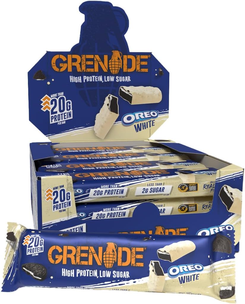 Grenade OREO White Protein Bar - High Protein, Low Sugar, 12 x 60 g
