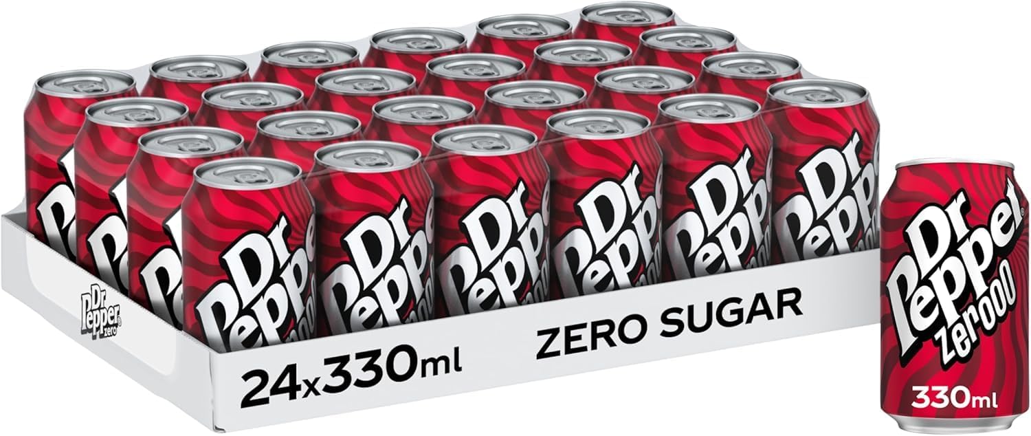 Dr Pepper Iconic Unique Sparkling Soft Drink (24 Cans x 330ml, Zero No Sugar)