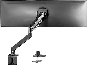 VIVO Premium Aluminum Heavy Duty Monitor Arm for Ultrawide Screens up to 49 inches and 33 lbs, Single Wall Mount, Pneumatic Height, Max VESA 100x100, Black, STAND-V101G1