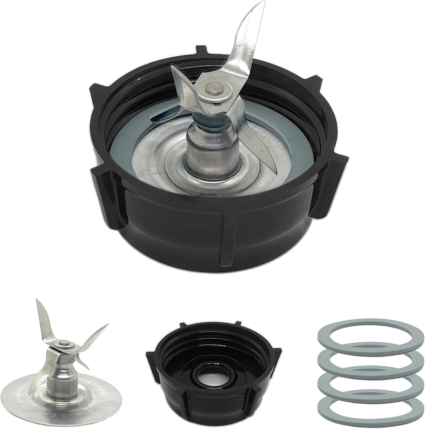 for Oster Blender Replacement Parts Blender Ice Crusher Blade with Jar Base Cap and Four Rubber O Ring Sealing Ring Gasket, Compatible with Oster Osterizer Blenders Accessories
