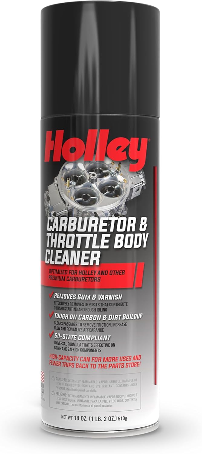 Holley Carburetor and Throttle Body Cleaner Spray, 18 oz Can - Removes Dirt, Gum, and Carbon Buildup Deposits, Degreaser - Including Carb Linkages, Plates, and Valves