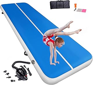 DOBESTS Inflatable Gymnastic Mat Air Track Tumbling Mat 6.6ft 10ft 13ft 16ft 20ft 4/8 Inch Thick Air Mat Tumble Track Air Barrel Gymnastics Roller with Electric Air Pump