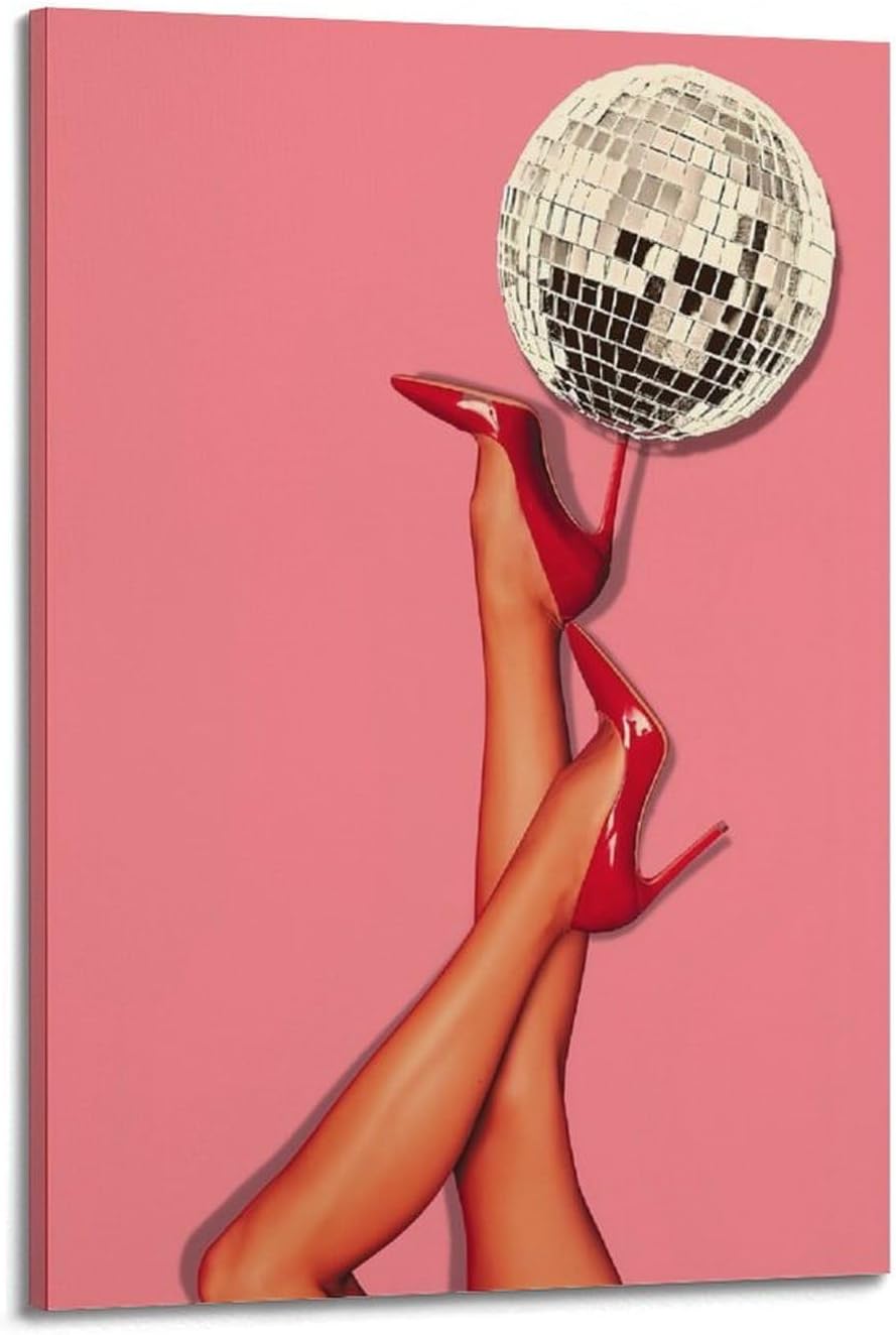 SPECLLY Osdfem Vintage Disco Ball Poster Vintage Aesthetic Canvas Painting Wall Art For Living Room 08x12inch(20x30cm) Frame-style
