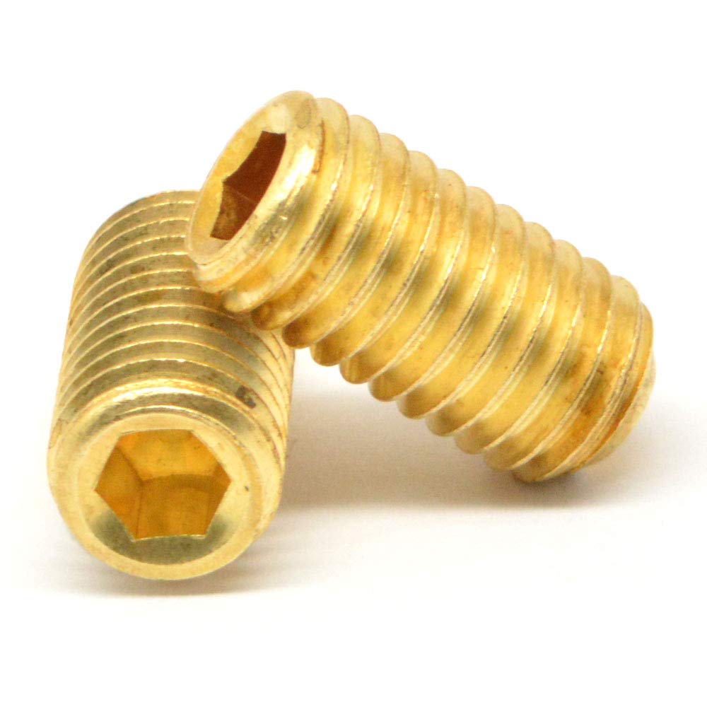 1/4"-20 x 1/4" Coarse Thread Socket Set Screw Cup Point Brass Pk 25
