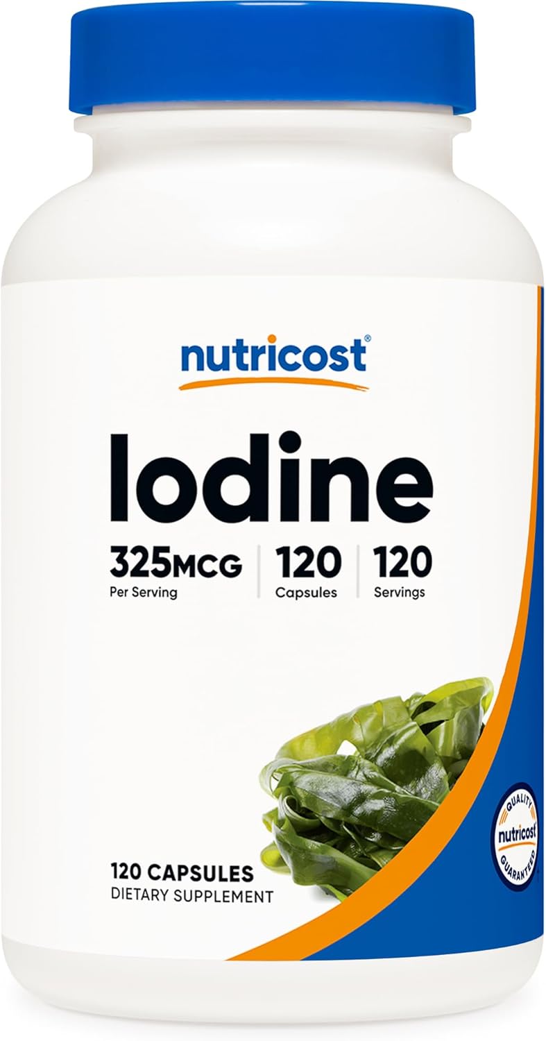 Nutricost Iodine (Natural Iodine from Organic Sea Kelp) 325mcg, 120 Capsules, Vegetarian, Non-GMO & Gluten Free