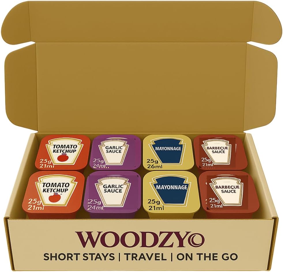 Condiment Multi-Pack - 20 x Dip Pots (5 Mayo, 5 Ketchup, 5 BBQ, 5 Garlic) | Individually Packaged, Perfect for Airbnb, Short Stays, Travel, and Camping