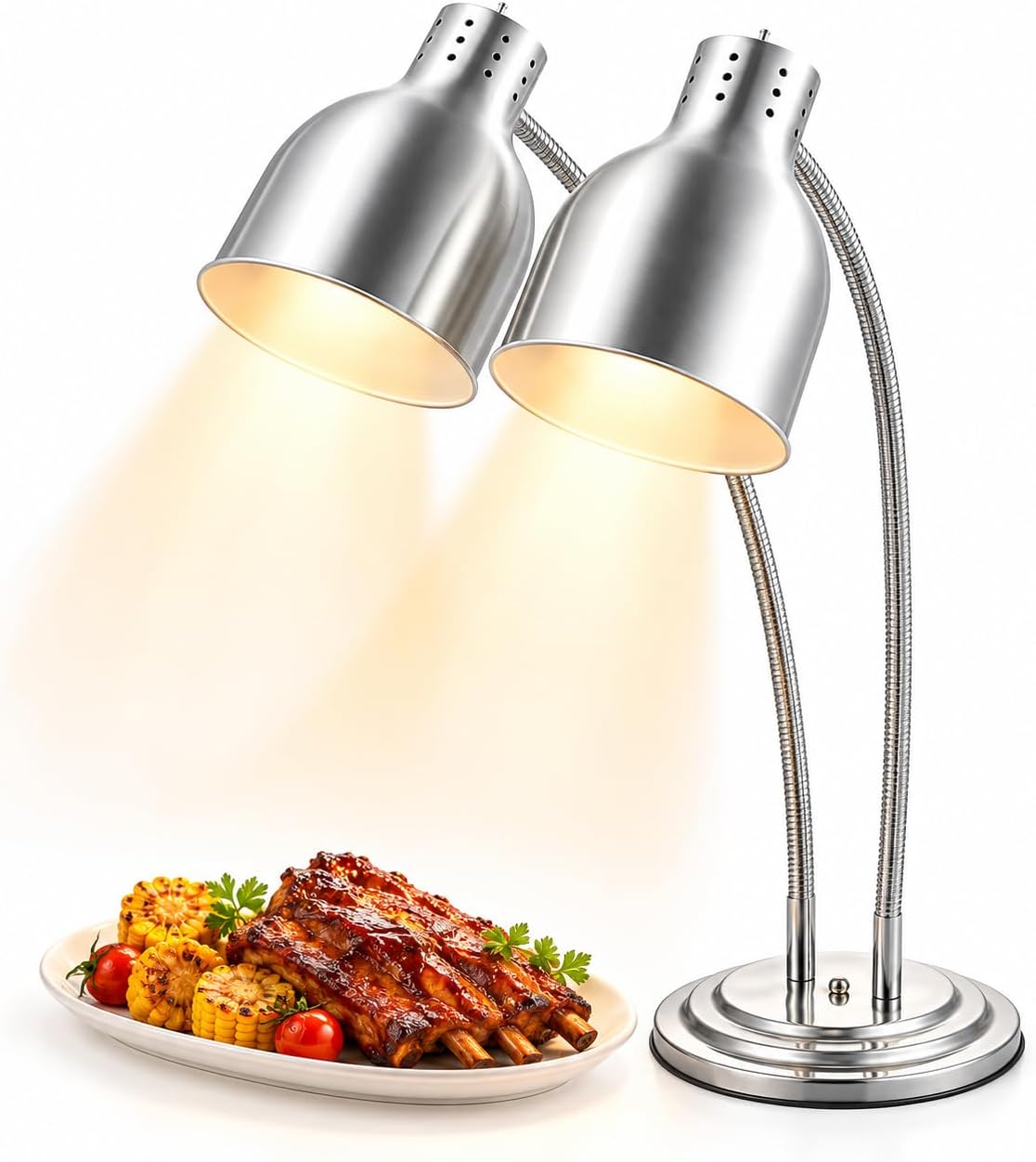 Commercial Food Heat Lamp with Dual Bulbs Warming Food Lamp Restaurant Heat Light for Food Carving Station(Dual Food Warmer Lamp)