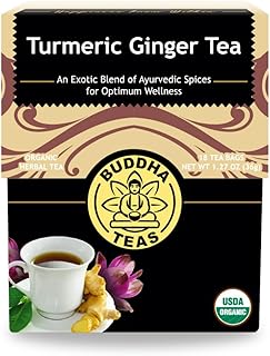 Buddha Teas Organic Turmeric Ginger Tea - OU Kosher, USDA Organic, CCOF Organic, 18 Bleach-Free Tea Bags