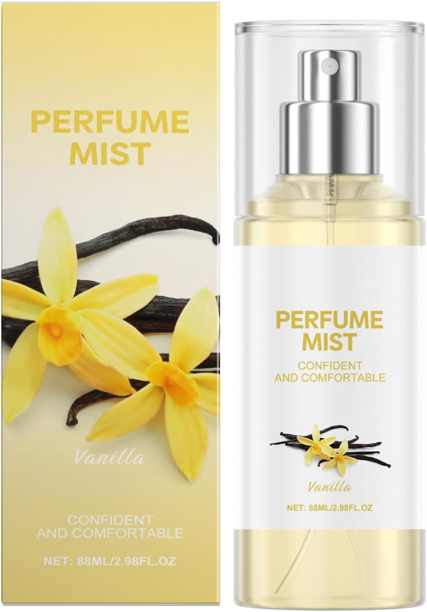 Aislor Fresh Vanilla Body Spray 88ML Sweet Long Lasting Fragrance for Women Men Lightweight Non Greasy Alcohol Free Perfume Comfortable All Day Yellow One Size