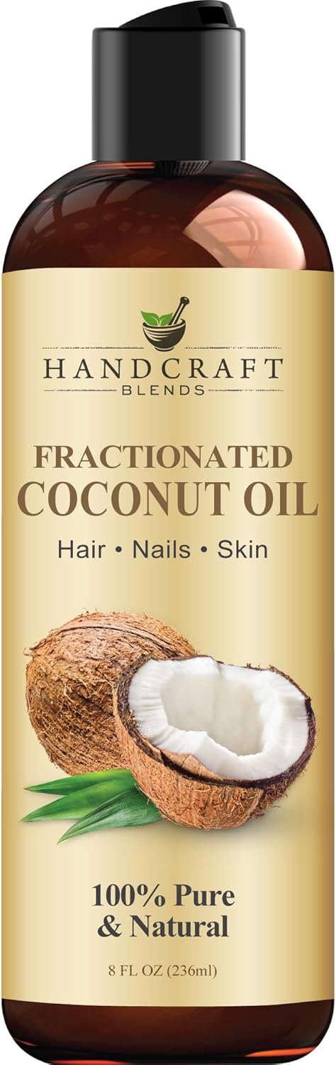 Handcraft Blends Fractionated Coconut Oil - 236 ml - 100% Pure and Natural - Premium Grade Carrier Oil for Skin, Hair and Body - Massage - Hexane-Free